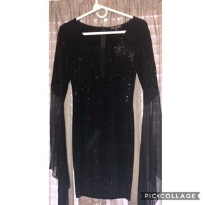 Pave Flutter Sleeve Dress